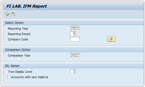 IFM 실행 조건 화면
